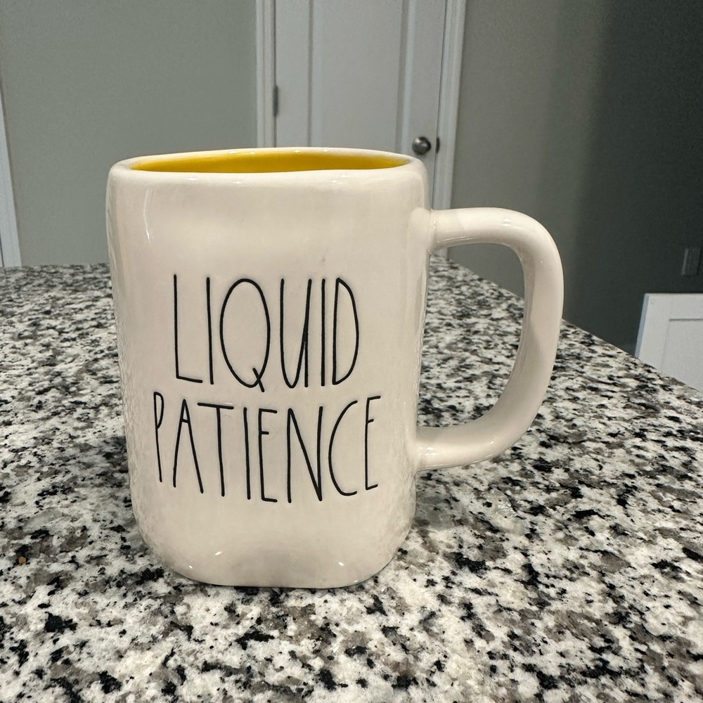 Rae Dunn White and Yellow Mug - Liquid Patience